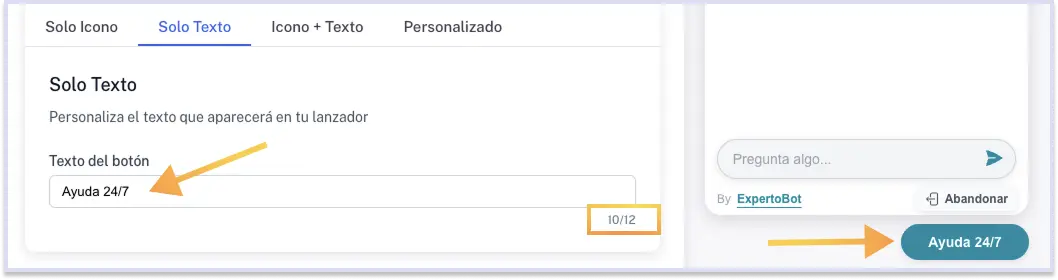 Lanzador solo texto