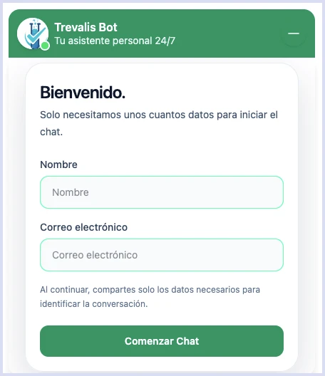 Solicitud de nombre y correo
