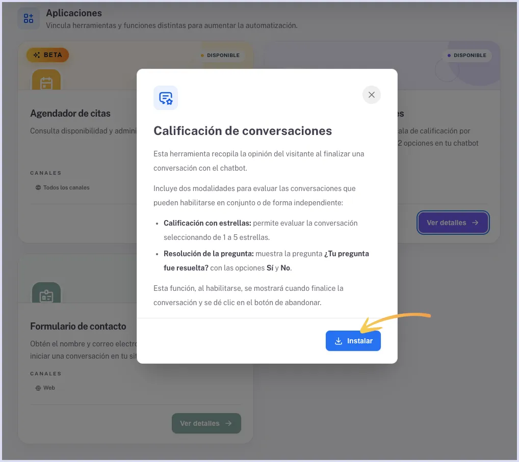 Instalar herramienta de calificación