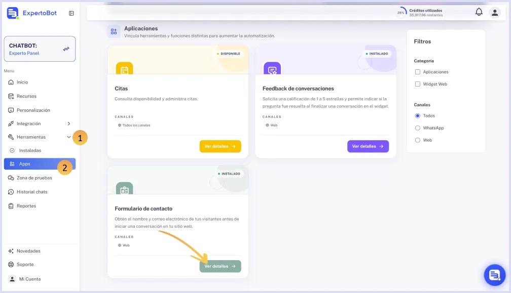 Instalar la solicitud de datos