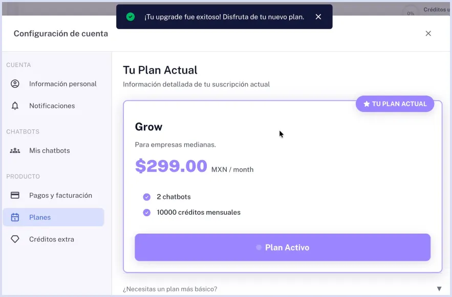 Pago de upgrade