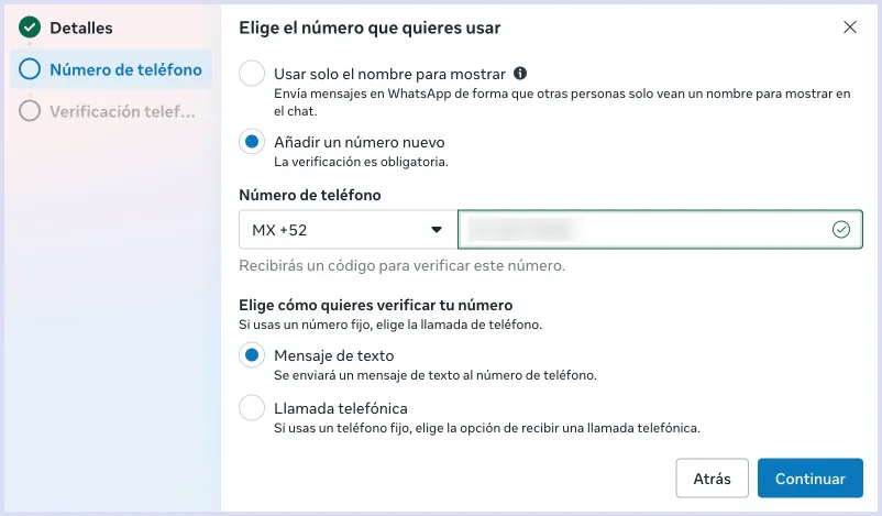 Ingresar telefono